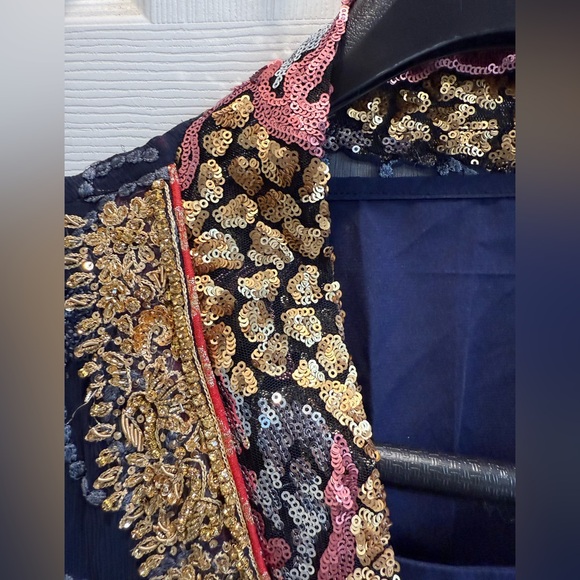 India Boutique Navy and Gold Embellished Indian Punjabi Pakistani suit - Picture 5 of 15